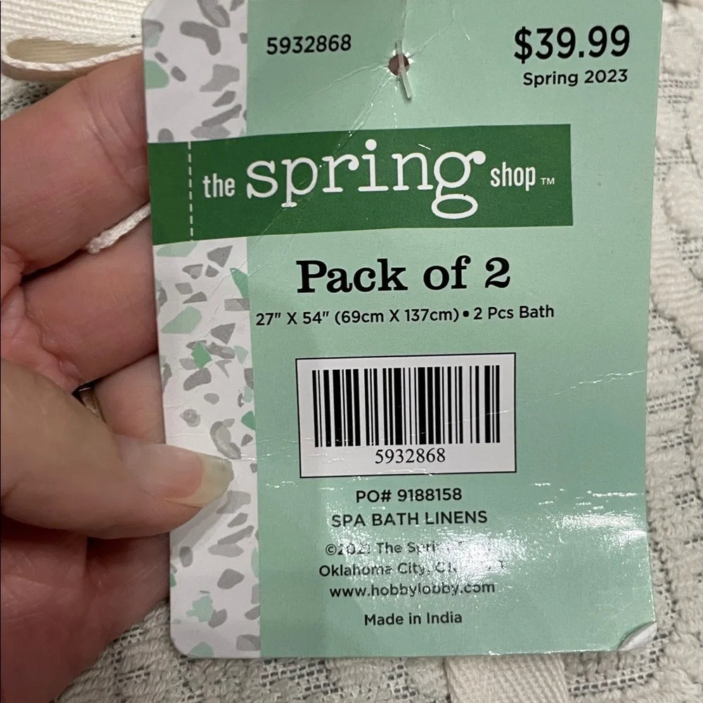 The Spring Shop Cream Textured Towels with Fringe